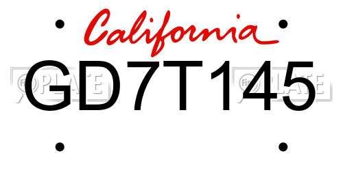 GD7T145 California License Plate