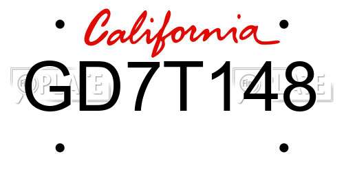 GD7T148 California License Plate