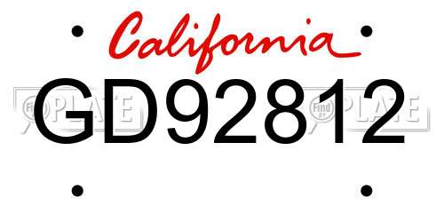 GD92812 California License Plate