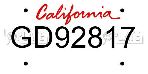 GD92817 California License Plate