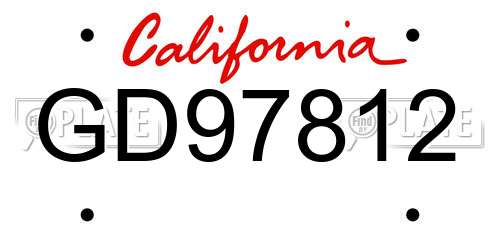 GD97812 California License Plate
