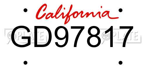 GD97817 California License Plate