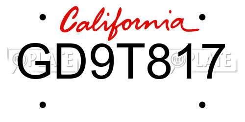 GD9T817 California License Plate
