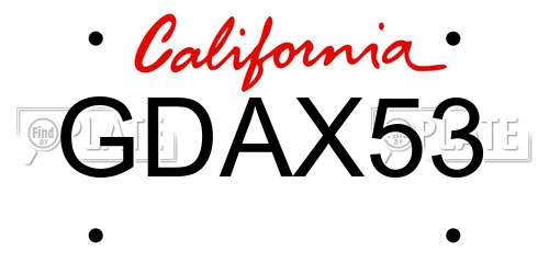 GDAX53 California License Plate
