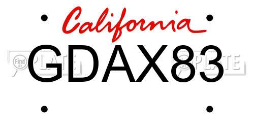 GDAX83 California License Plate