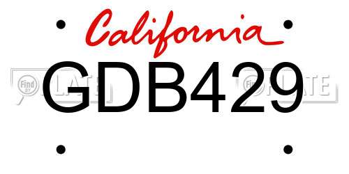 GDB429 California License Plate