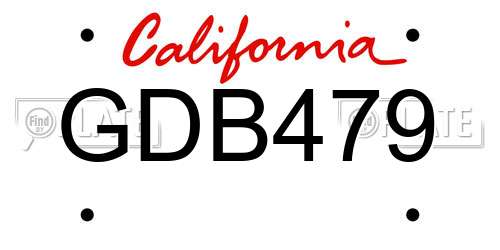 GDB479 California License Plate
