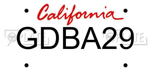GDBA29 California License Plate