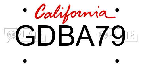 GDBA79 California License Plate