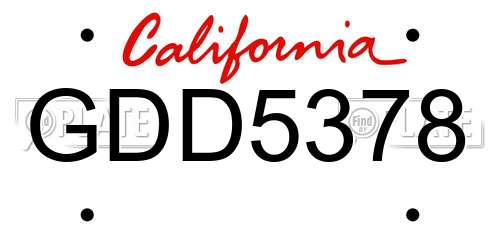 GDD5378 California License Plate