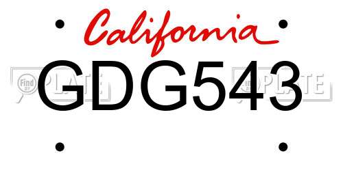 GDG543 California License Plate