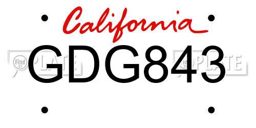GDG843 California License Plate