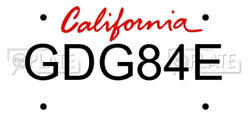 GDG84E California License Plate