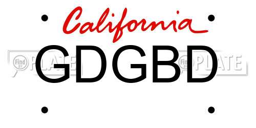 GDGBD California License Plate