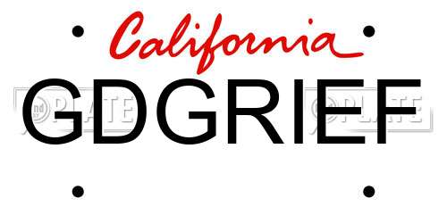 GDGRIEF California License Plate