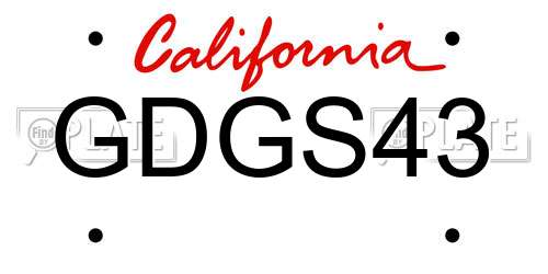 GDGS43 California License Plate