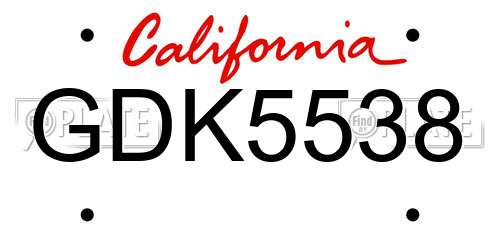 GDK5538 California License Plate