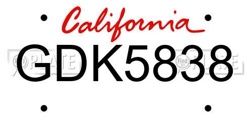 GDK5838 California License Plate