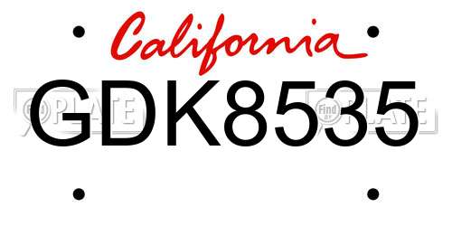 GDK8535 California License Plate