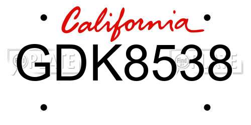 GDK8538 California License Plate
