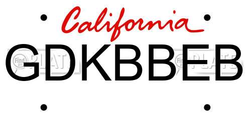 GDKBBEB California License Plate