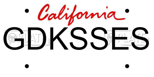 GDKSSES California License Plate