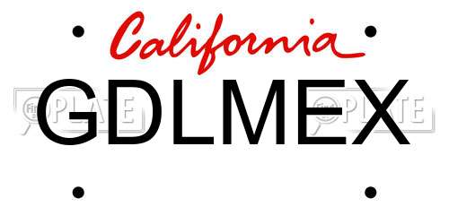 GDLMEX California License Plate