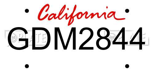 GDM2844 California License Plate