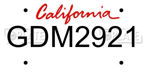 GDM2921 California License Plate