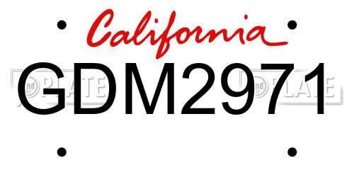 GDM2971 California License Plate