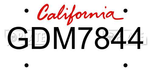GDM7844 California License Plate