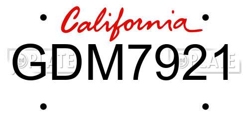 GDM7921 California License Plate