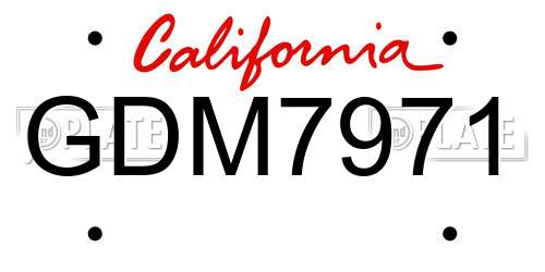 GDM7971 California License Plate