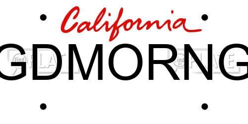 GDMORNG California License Plate