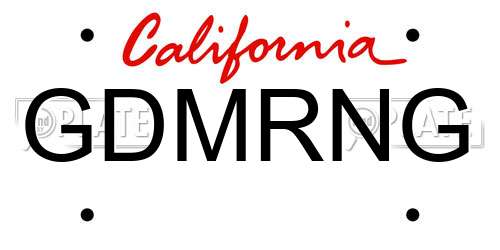 GDMRNG California License Plate