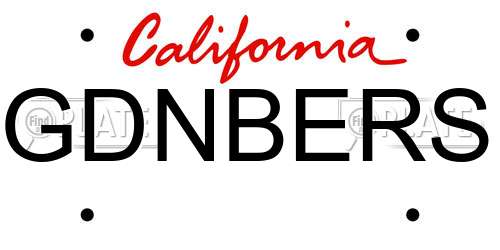 GDNBERS California License Plate