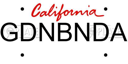 GDNBNDA California License Plate