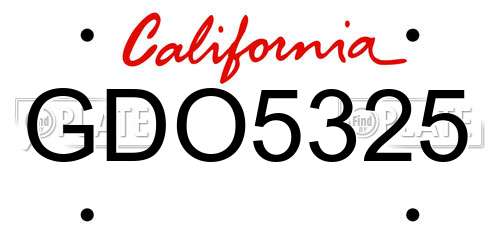 GDO5325 California License Plate