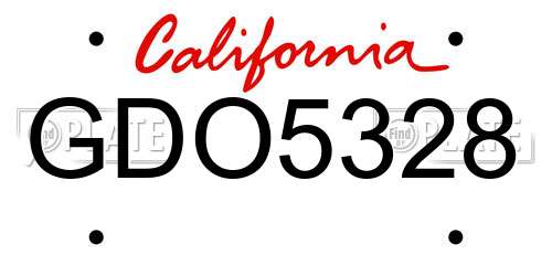 GDO5328 California License Plate