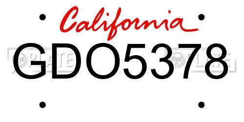 GDO5378 California License Plate