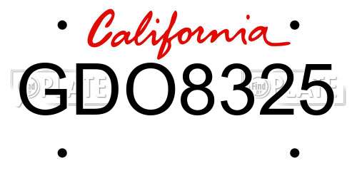 GDO8325 California License Plate