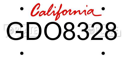GDO8328 California License Plate