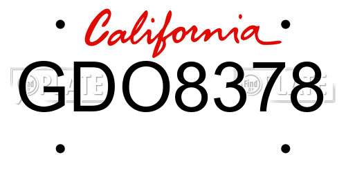 GDO8378 California License Plate