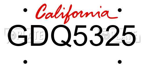 GDQ5325 California License Plate