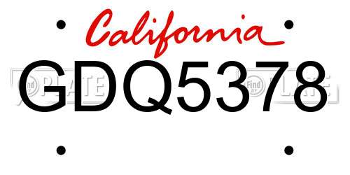 GDQ5378 California License Plate