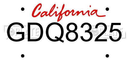 GDQ8325 California License Plate