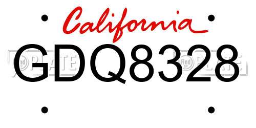 GDQ8328 California License Plate