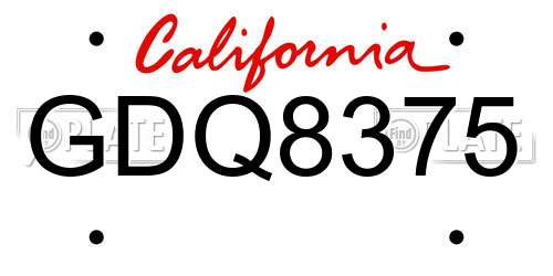 GDQ8375 California License Plate