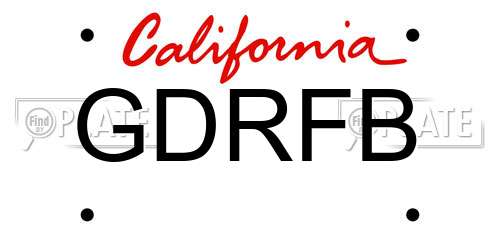 GDRFB California License Plate