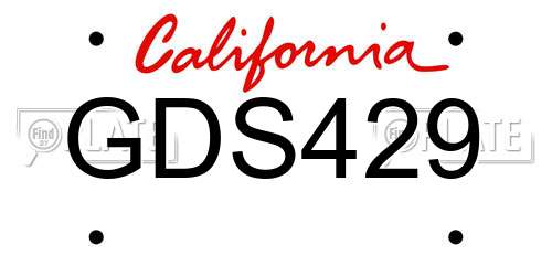 GDS429 California License Plate